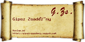 Gipsz Zsadány névjegykártya